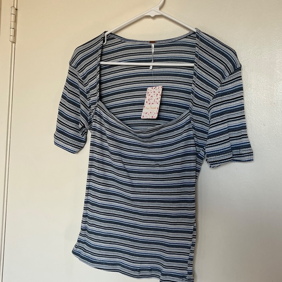 NWT Free People Square Neck Striped Top - Picture 3 of 7